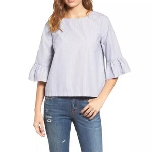 Madewell Women's Size M Striped Bell Sleeve Blouse Top G1368